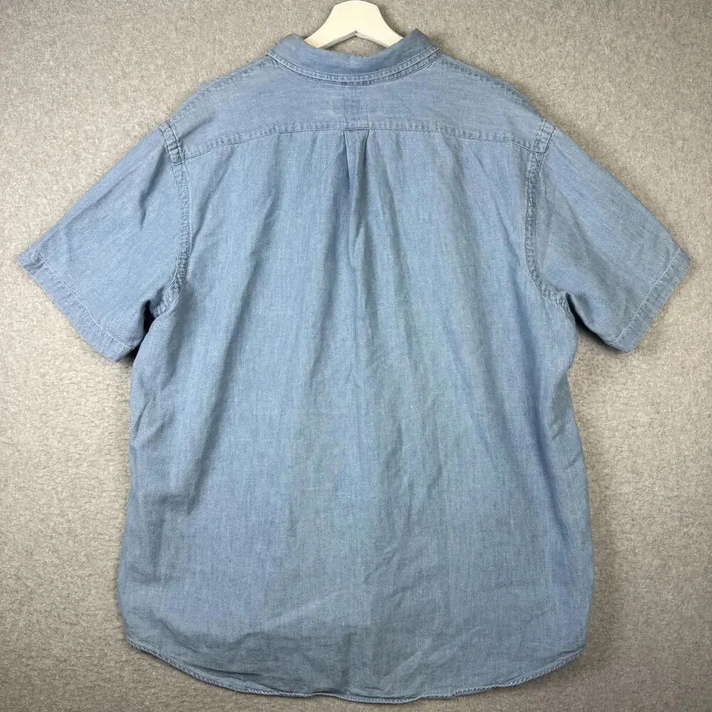 Ralph Lauren Men's Size 2XL XXL Blue Chambray Denim Button Down Shirt Cotton